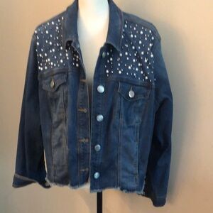 Lane Bryant Blue Studded Denim Jacket